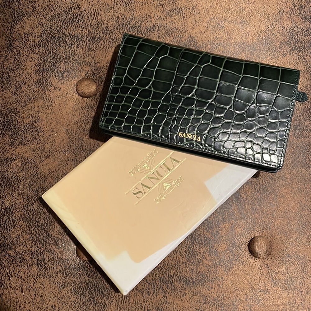 Green Crocodile-Embossed Wallet